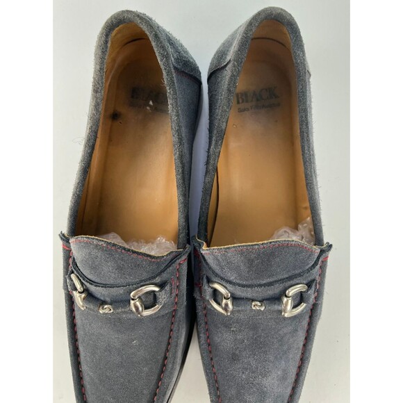 Saks Fifth Avenue Black $180 Men\'s Horsebit Loafers Shoes Size 11.5 M Suede Blue